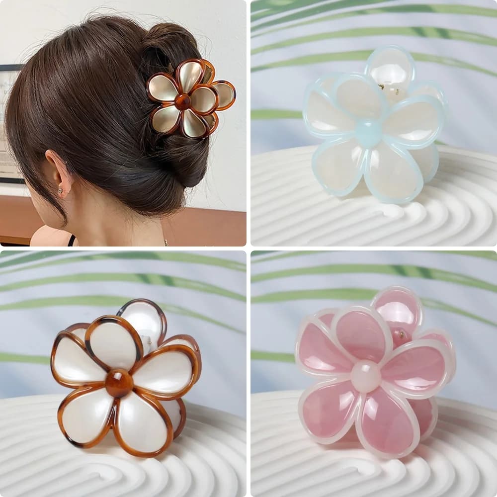 Flower Hair Claw Clips for Women Hair Hold Nonslip Hawaiian Cute Plumeria Spring and Summer Hair Clips Beach Hair Accessories