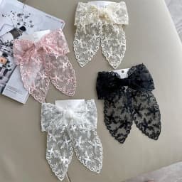 Embroidery Lace Bow Hair Clips For Women Girls Sweet French Hair Barrette Accessoires