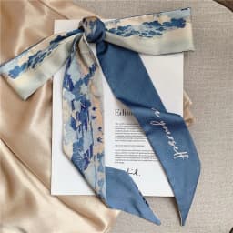 French Bow Tie Painting Silk Scarf Long Ribbon Oil Painting Headscarf Headband Hair Accessories