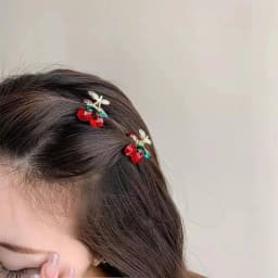 Women Lovely Cherry Rhinestone Hair Clips Fashion Girl's Cute BB Clips Beads Hairpins Accessories