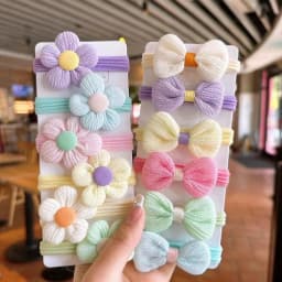 6/Set Cute Bow Flower Rubber Elastic Hair Bands Girls Not Hurt Hair Small Scrunchie Kids Sweet Hair Ties Hair Accessories