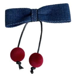 Korean version of denim fabric cherry bow children's hairpin cute girl hair band autumn and winter little girl headgear hairpin