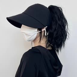 Breathable Women's Sun Hat with Wide Brim, UV Protection, Open-Top Peaked Visor for Ponytails Summer Hats for Women