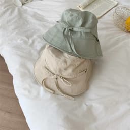 Casual Windbreak Rope Fisherman Hat Thin Lace-up Sunshade Basin Hat Solid Color Sunscreen Hat Summer