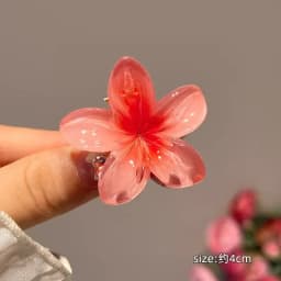 8cm/3.15in Women's Laser Mermaid Princess Flower Shaped Large-Size Brown Beige Lightweight Plastic Hair Clips Fashionable And