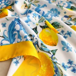 Summer Sunscreen Lemon Print 70cm Square Beach Silk Scarf Casual Elegant Thin Breathable Neck Women Head Wrap Hair Scarves Shawl