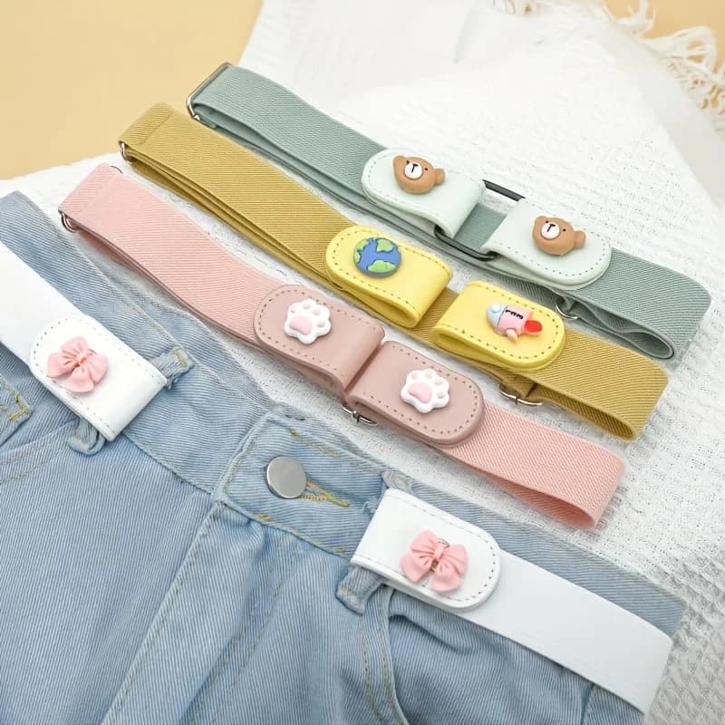 1pc Press Buckle Style Lazy Belt Women'S Versatile Jeans Belt Invisible No-Trace Elastic Stretch Belt Adjustable Length