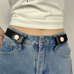 1pc Press Buckle Style Lazy Belt Women'S Versatile Jeans Belt Invisible No-Trace Elastic Stretch Belt Adjustable Length