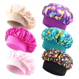 6PCS/LOT Children Bonnet Cute Wide Band Elastic Cartoon Printing Sleep Fashion Nightcap Hair Care Kids Boys Girls Sleeping Cap