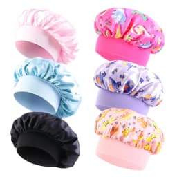 6PCS/LOT Children Bonnet Cute Wide Band Elastic Cartoon Printing Sleep Fashion Nightcap Hair Care Kids Boys Girls Sleeping Cap