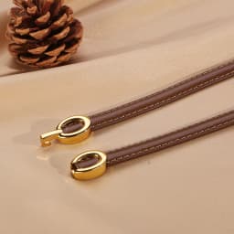 Women's Thin Leather Belt 1cm Gold Oval Snap Buckle Minimalist Business Belt for Suits Dresses Office Wear
