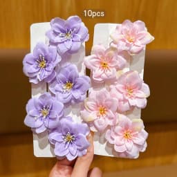 10 Pink Purple Sweet Flower Hair Clips for Daily Use Hair Accessories