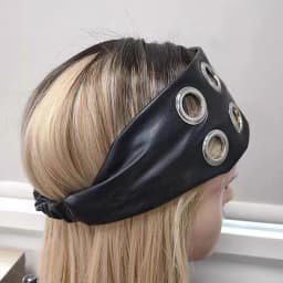 Punk Girls Fashion Hair Bands PU Leather Hollow Air Eye Metal Rivets Wide Elastic Headband Personalized Fashion Hair Accessories