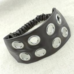 Punk Girls Fashion Hair Bands PU Leather Hollow Air Eye Metal Rivets Wide Elastic Headband Personalized Fashion Hair Accessories