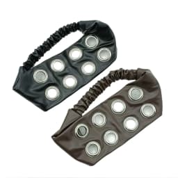 Punk Girls Fashion Hair Bands PU Leather Hollow Air Eye Metal Rivets Wide Elastic Headband Personalized Fashion Hair Accessories