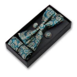Bowtie 3pcs Set For Men Bow Tie Pocket Square Cufflinks Suit Luxury Business Banquet Neck Bowknot Paisley Butterfly Handkerchief