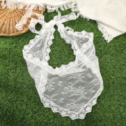 AWAYTR Summer White Woven Floral Lace Hair Scarf Wraps Women Retro Triangle Headscarf Hat Travel Photo Headband Hair Accessories