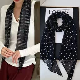 2025 headband accessory series brown scarf printed with polka dot silk scarf fashion Korean version long strip decoration new st