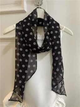 2025 headband accessory series brown scarf printed with polka dot silk scarf fashion Korean version long strip decoration new st