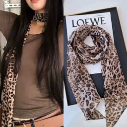 2025 headband accessory series brown scarf printed with polka dot silk scarf fashion Korean version long strip decoration new st