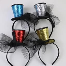 49MF Veil Top Hat Fascinators Hair Hoop Tea Hat for Girls Kids Vintage Pillbox Hat Tea Hat Fascinators Halloween