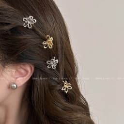 2/4pcs Mini Metal Hair Claw Clip Gold Silver Flower Geometric Clamps Grab Shark Clip Ins Korean Girls Women Hair Accessories