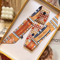 Printed Silk Scarf for Women Summer Lightweight Neck Scarf Collar Bandana Bag Strap Decorative Present Gift Accessories