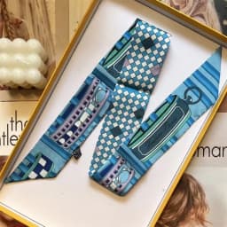 Printed Silk Scarf for Women Summer Lightweight Neck Scarf Collar Bandana Bag Strap Decorative Present Gift Accessories