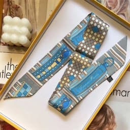 Printed Silk Scarf for Women Summer Lightweight Neck Scarf Collar Bandana Bag Strap Decorative Present Gift Accessories