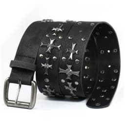 Studded Belt Women Y2K Belt Metal Punk Rock Style Rivet Faux Leather Belts with Cross Rivet for Jeans Pants