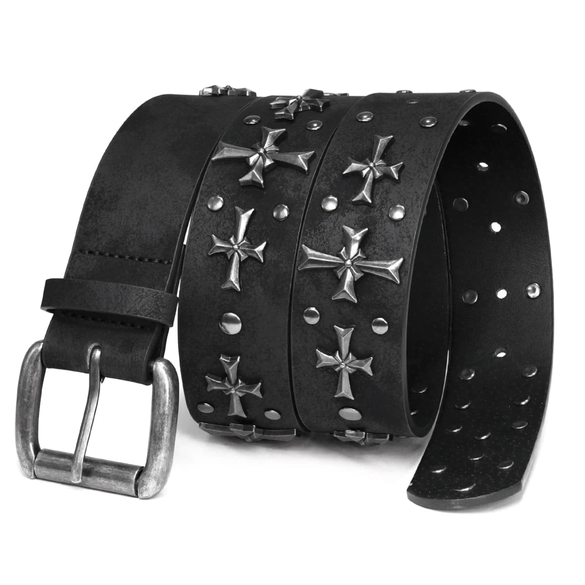 Studded Belt Women Y2K Belt Metal Punk Rock Style Rivet Faux Leather Belts with Cross Rivet for Jeans Pants