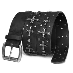 Studded Belt Women Y2K Belt Metal Punk Rock Style Rivet Faux Leather Belts with Cross Rivet for Jeans Pants
