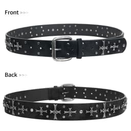 Studded Belt Women Y2K Belt Metal Punk Rock Style Rivet Faux Leather Belts with Cross Rivet for Jeans Pants