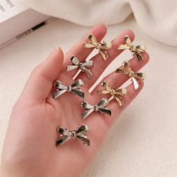 4Pcs/set of Women's New Golden Bow Mini Hairpins, Sweet and Cool Girl Bangs Hairpins and Hair Accessories