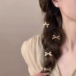 4Pcs/set of Women's New Golden Bow Mini Hairpins, Sweet and Cool Girl Bangs Hairpins and Hair Accessories