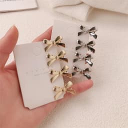 4Pcs/set of Women's New Golden Bow Mini Hairpins, Sweet and Cool Girl Bangs Hairpins and Hair Accessories