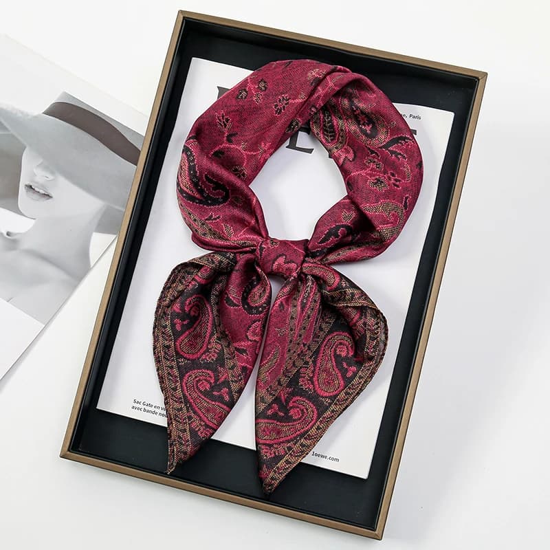 Luxury Silk Scarf 70*70cm Square Retro Paisley Print Women Shawl Headband Small Hair Scarves Female Handkerchief Hijab