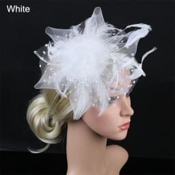 Cocktail Mesh Flower Feathers Hair Clip Fascinator Hat for Women Tea Party Headband Hair Accessories