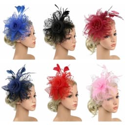 Cocktail Mesh Flower Feathers Hair Clip Fascinator Hat for Women Tea Party Headband Hair Accessories