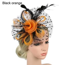 Cocktail Mesh Flower Feathers Hair Clip Fascinator Hat for Women Tea Party Headband Hair Accessories