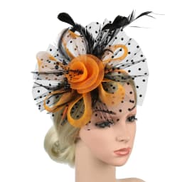 Cocktail Mesh Flower Feathers Hair Clip Fascinator Hat for Women Tea Party Headband Hair Accessories