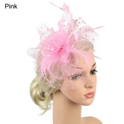 Cocktail Mesh Flower Feathers Hair Clip Fascinator Hat for Women Tea Party Headband Hair Accessories