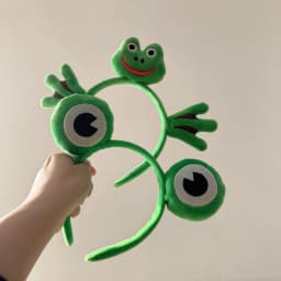 Cartoon and Funny Cute Green Frog Headband Animal Plush Hair Accessories for Women's Face Wash Bath Makeup Use Hair Accessories