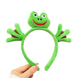 Cartoon and Funny Cute Green Frog Headband Animal Plush Hair Accessories for Women's Face Wash Bath Makeup Use Hair Accessories