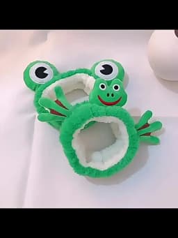 Cartoon and Funny Cute Green Frog Headband Animal Plush Hair Accessories for Women's Face Wash Bath Makeup Use Hair Accessories