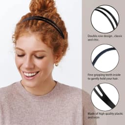 Plastic Headband Double Row Teeth Comb Hair Band Simple and Chic Hair Hoop Non-Slip Hair Accessory for Women Girls Daily Dating