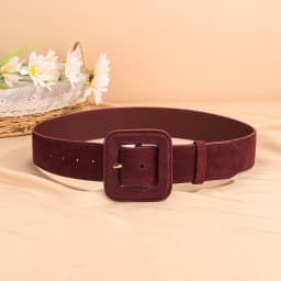 Fashion Women's Suede Belt Wide High Waist Belt Vintage Chunky Buckle Leather Belts Decoration for Dress Coats
