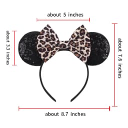 Cute Women Mouse Ears Leopard Print Headbands for Girls Baby Women Sequins 5"Bows Hair Accessories Adults Hairbands Kids Gift