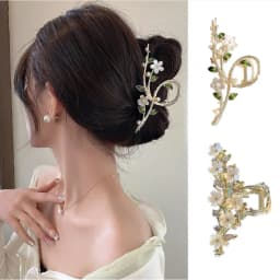 Luxury Black Metal Flower Hair Claw Clips Ponytail Grab Hair Clips For Woman Hairpins Girl Hair Accessories Headdress