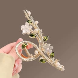 Luxury Black Metal Flower Hair Claw Clips Ponytail Grab Hair Clips For Woman Hairpins Girl Hair Accessories Headdress
